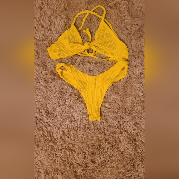 Yellow Textured Bikini Set - Picture 1 of 3